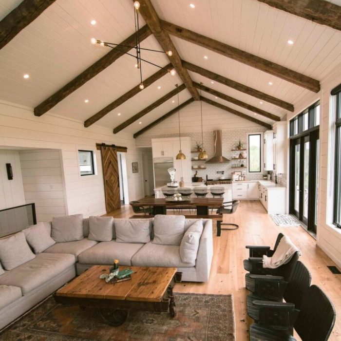 Shiplap Ceilings with Beams